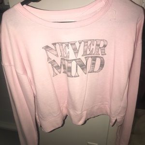 NEVER-MIND Pastel Pink Comfy Crewneck (Slight Crop